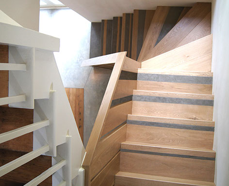 Concrete and wood stair