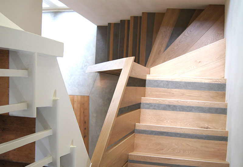 Concrete and wood stair