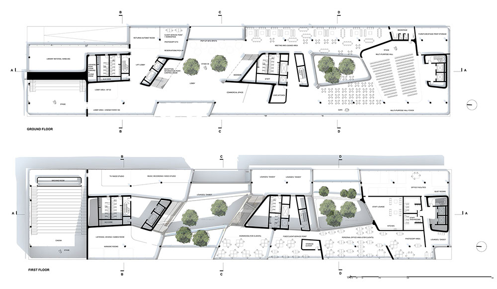 Ground and first floor plans showing winter gardens